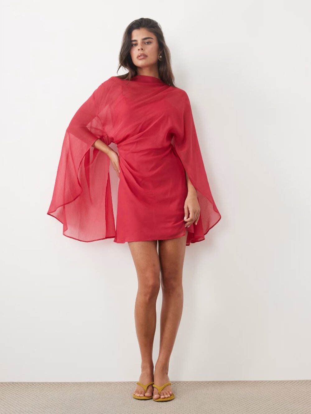 ASOS DESIGN High Neck Cape Sleeve Mini Dress Magenta Size 8 NWT Runs Small